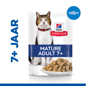 Hill&apos;s Mature Adult 7+ nat kattenvoer met zeevis maaltijdzakje multipack 2 trays (24 x 85 g) afbeelding