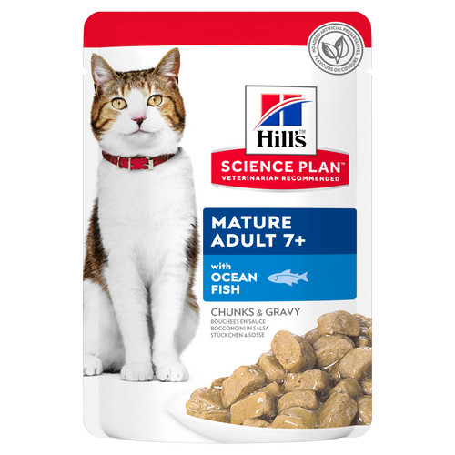 Hill's Mature Adult 7+ nat kattenvoer met zeevis maaltijdzakje multipack