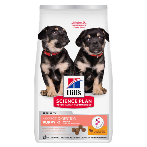Hill's Puppy Medium Perfect Digestion met kip en bruine rijst hondenvoer