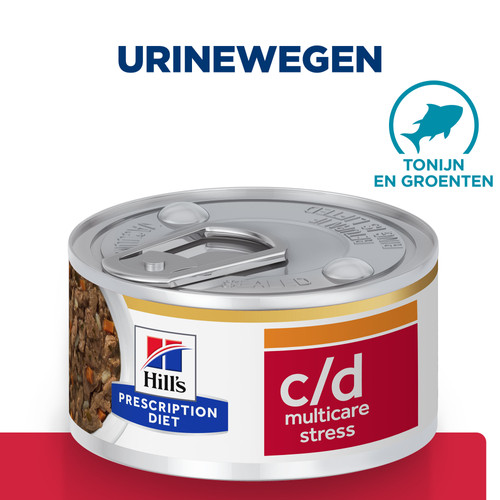 Hill's Prescription Diet C/D Multicare Stress Urinary Care stoofpotje voor kat met tonijnsmaak & groenten blik