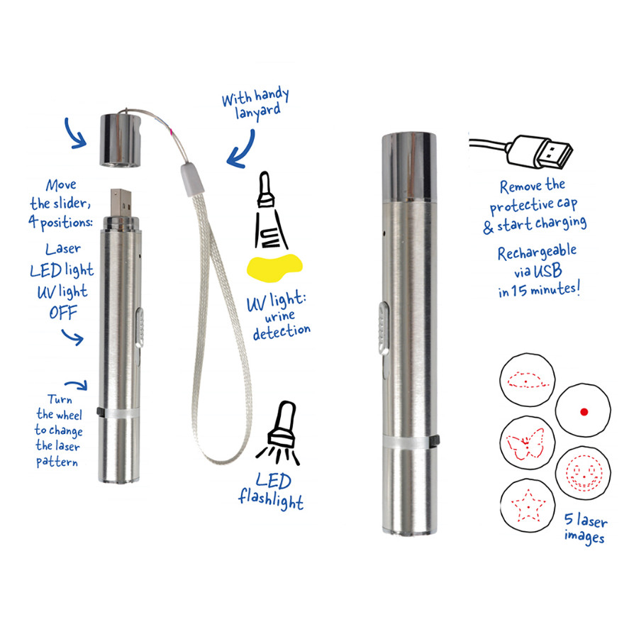 7 in 1 laser kattenspeeltje met ledlampje en UV-licht