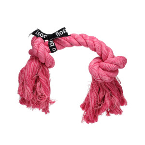 Katoenen flostouw roze voor de hond 40 cm
