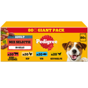 Pedigree Adult Mix Selectie in gelei multipack natvoer hond maaltijdzakjes 2 verpakkingen (160 x 100 g)