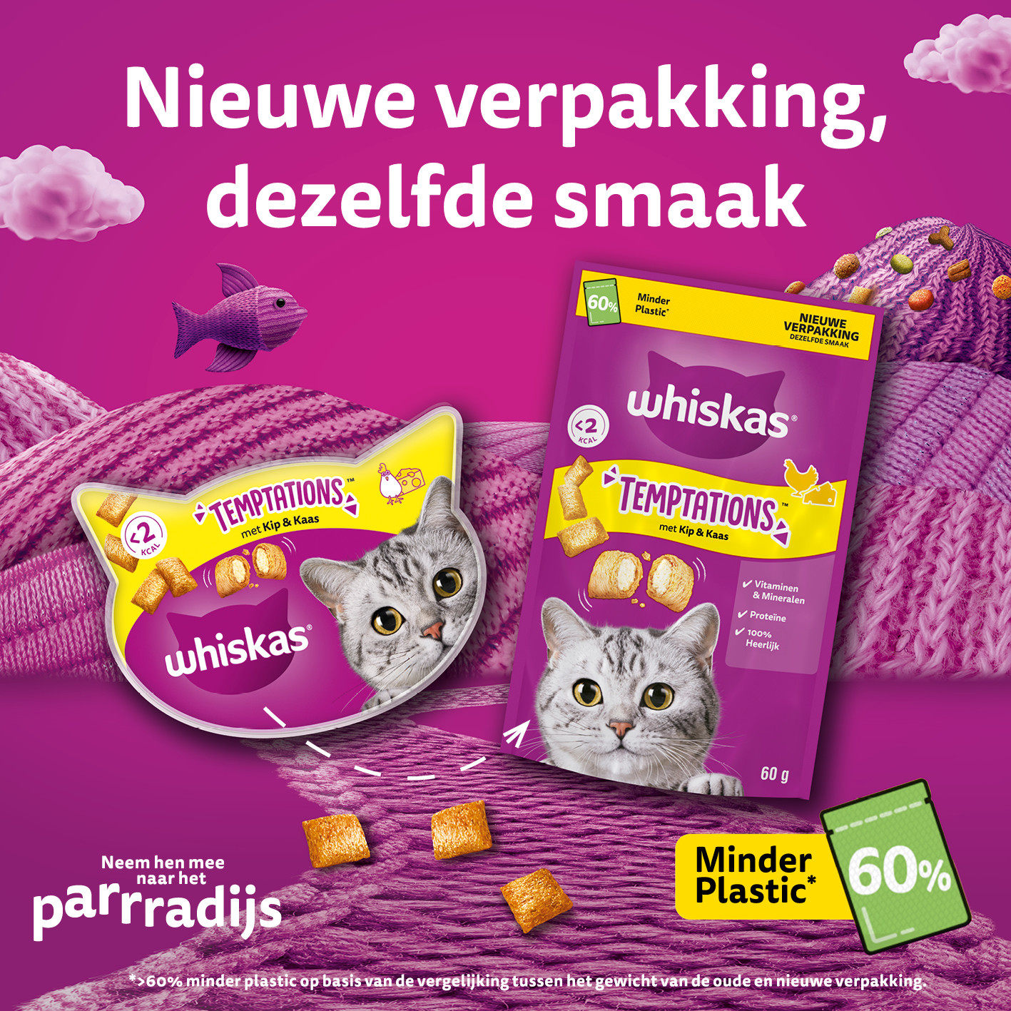 Whiskas Temptations met kip & kaas kattensnacks