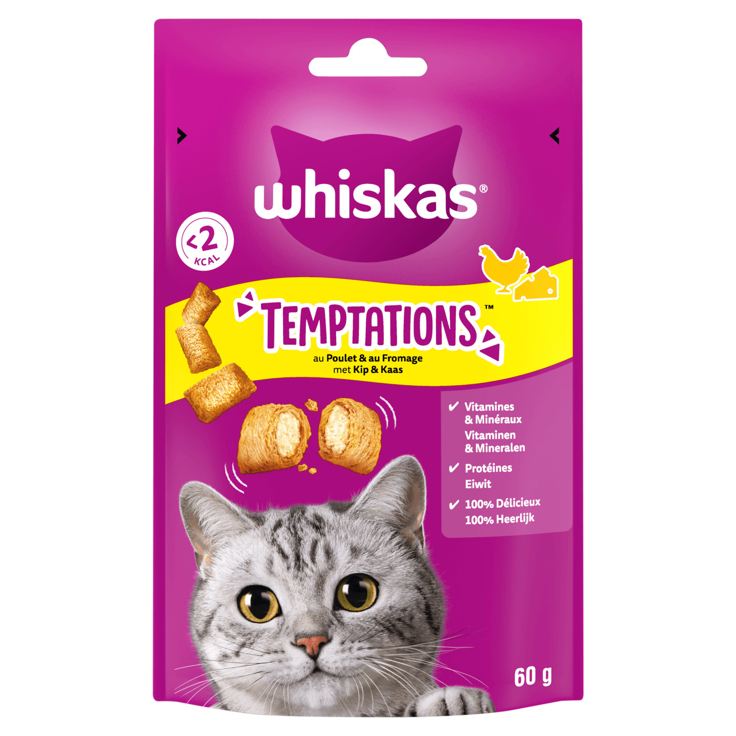 Whiskas Temptations met kip & kaas kattensnacks