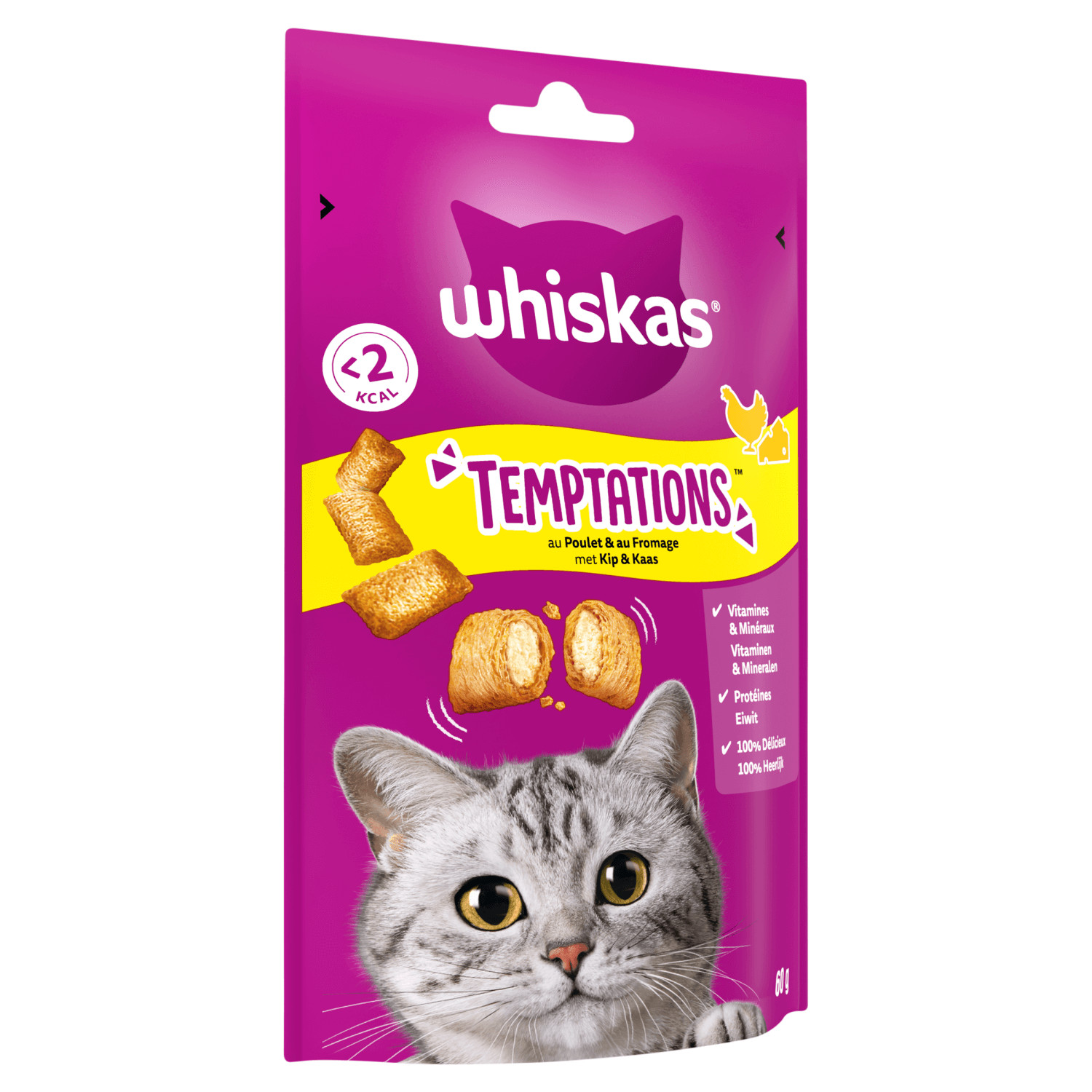 Whiskas Temptations met kip & kaas kattensnacks
