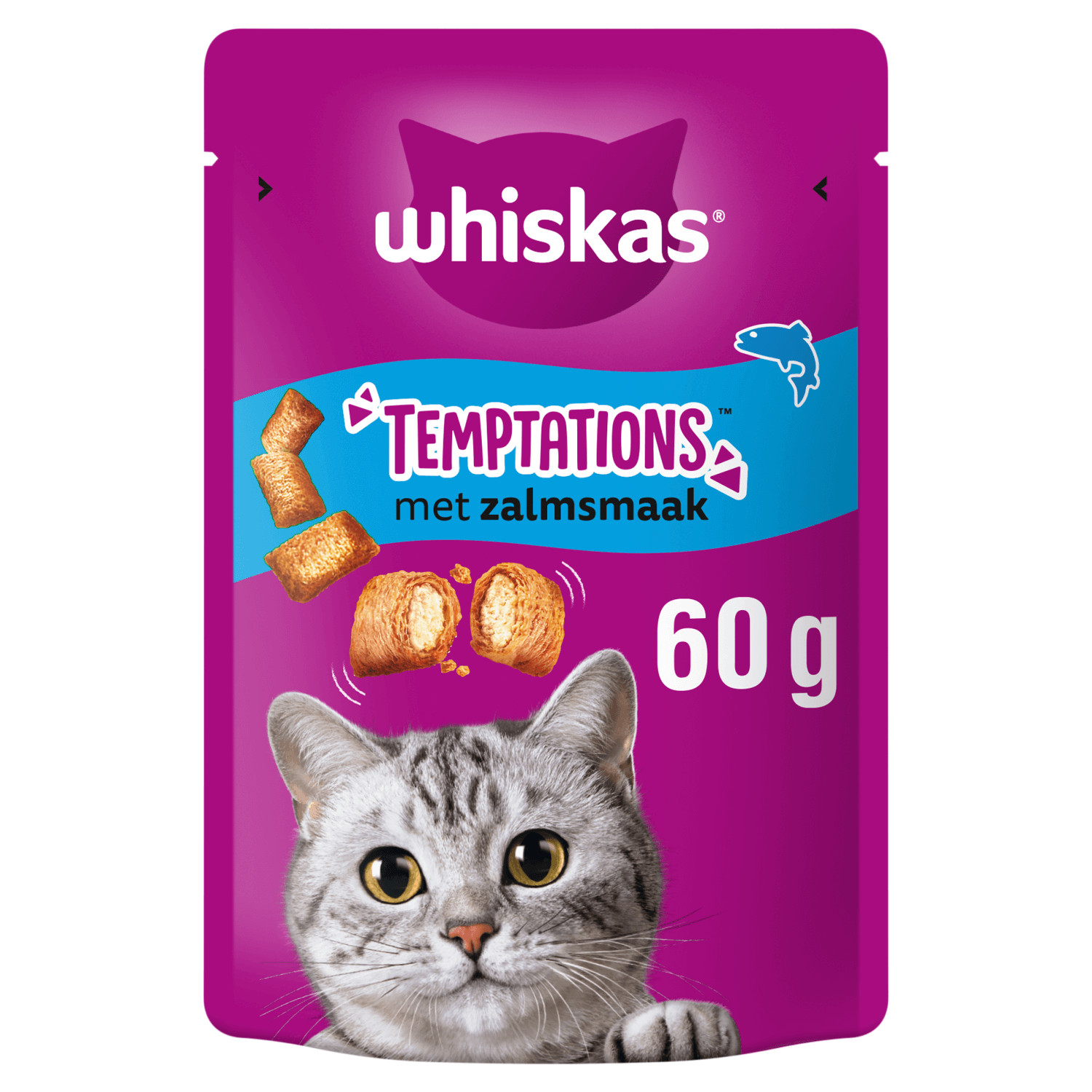 Whiskas Temptations met zalm kattensnacks
