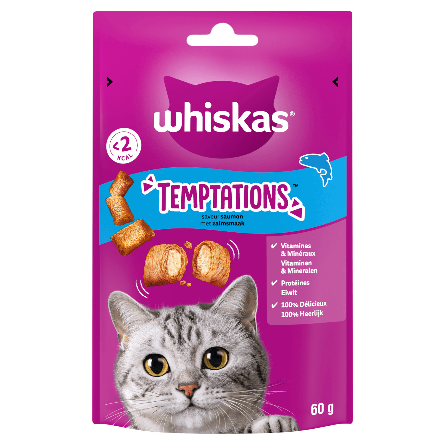 Whiskas Temptations met zalm kattensnacks