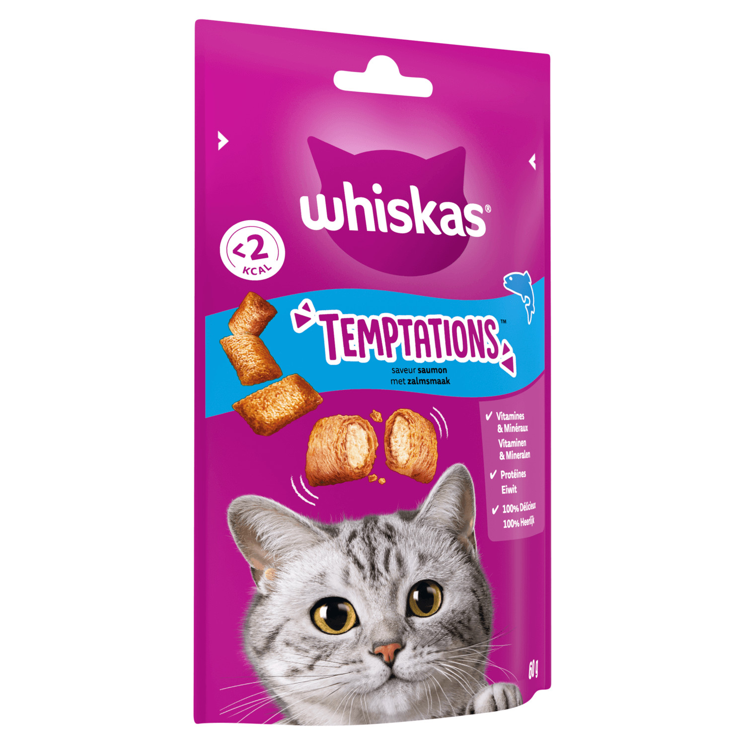 Whiskas Temptations met zalm kattensnacks