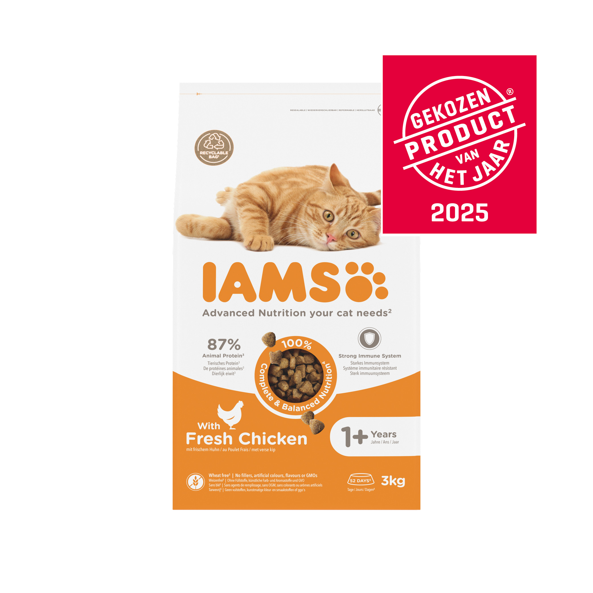 Iams For Vitality Adult met Verse Kip Kattenvoer