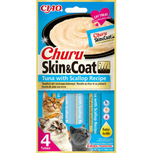 Inaba Churu Skin & Coat met tonijn en Sint-jakobsschelp kattensnack 12 x 14 g