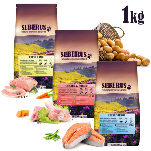 Seberus hondenvoer probeerpakket 3 x 1 kg (Fresh lamb - Chicken & potato - Fresh salmon) afbeelding