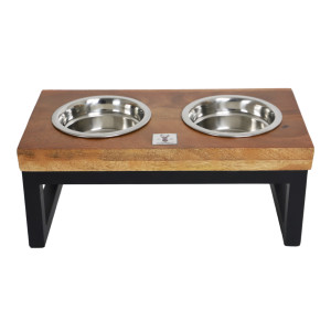 Boony Est 1941 Dinnerset hout met metalen frame voerbakjes hond 35 cm
