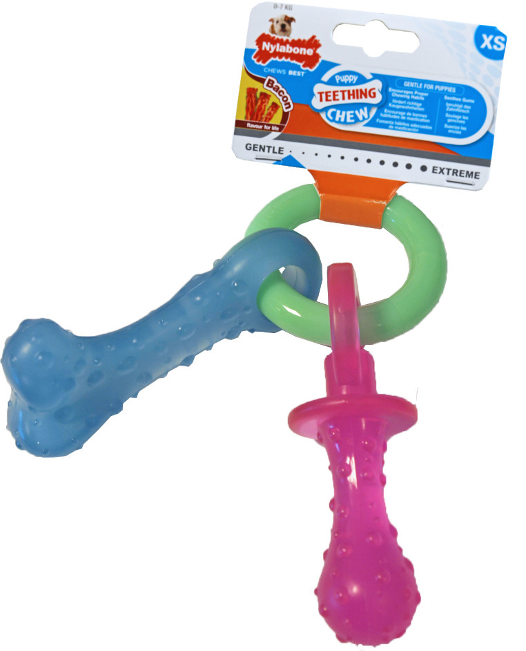Nylabone Puppy Teething Chew bijtring (baconsmaak)