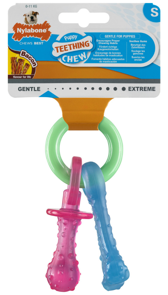 Nylabone Puppy Teething Chew bijtring (baconsmaak)