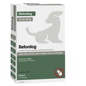 Refordog 250 mg spot-on anti-parasiet hond (10 - 25 kg) 2 x 3 pipetten