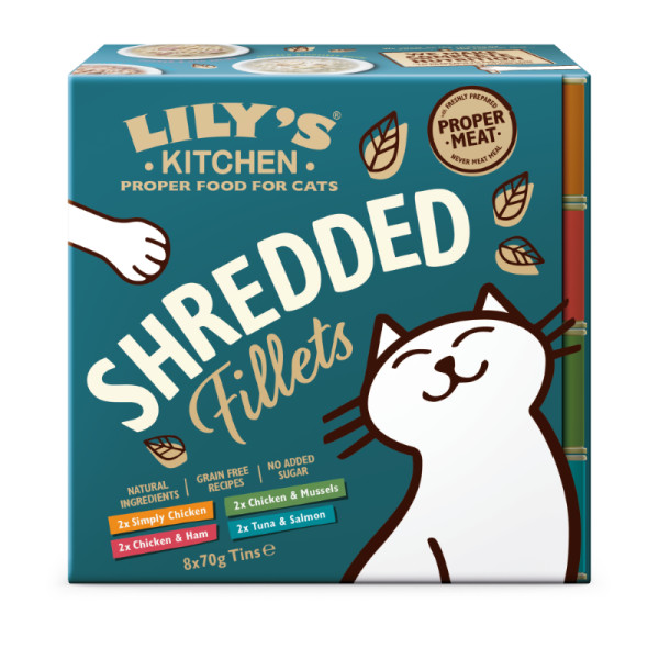 Lily's Kitchen Lily's Kitchen Fillets kip, kip-ham, kip-mossel, tonijn-zalm natvoer kat 8 x 70 g