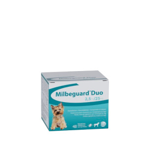 Milbeguard (milbactor) Duo 2,5/25 mg ontworming kleine hond/pup 48 tabletten