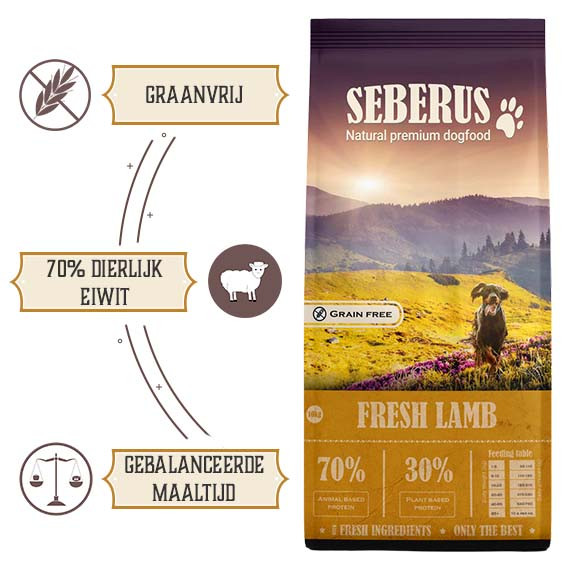 Seberus Fresh Lamb - natuurlijk graanvrij hondenvoer NL