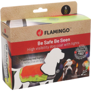 Veiligheidsvest Simi fluo oranje met led licht voor de hond L