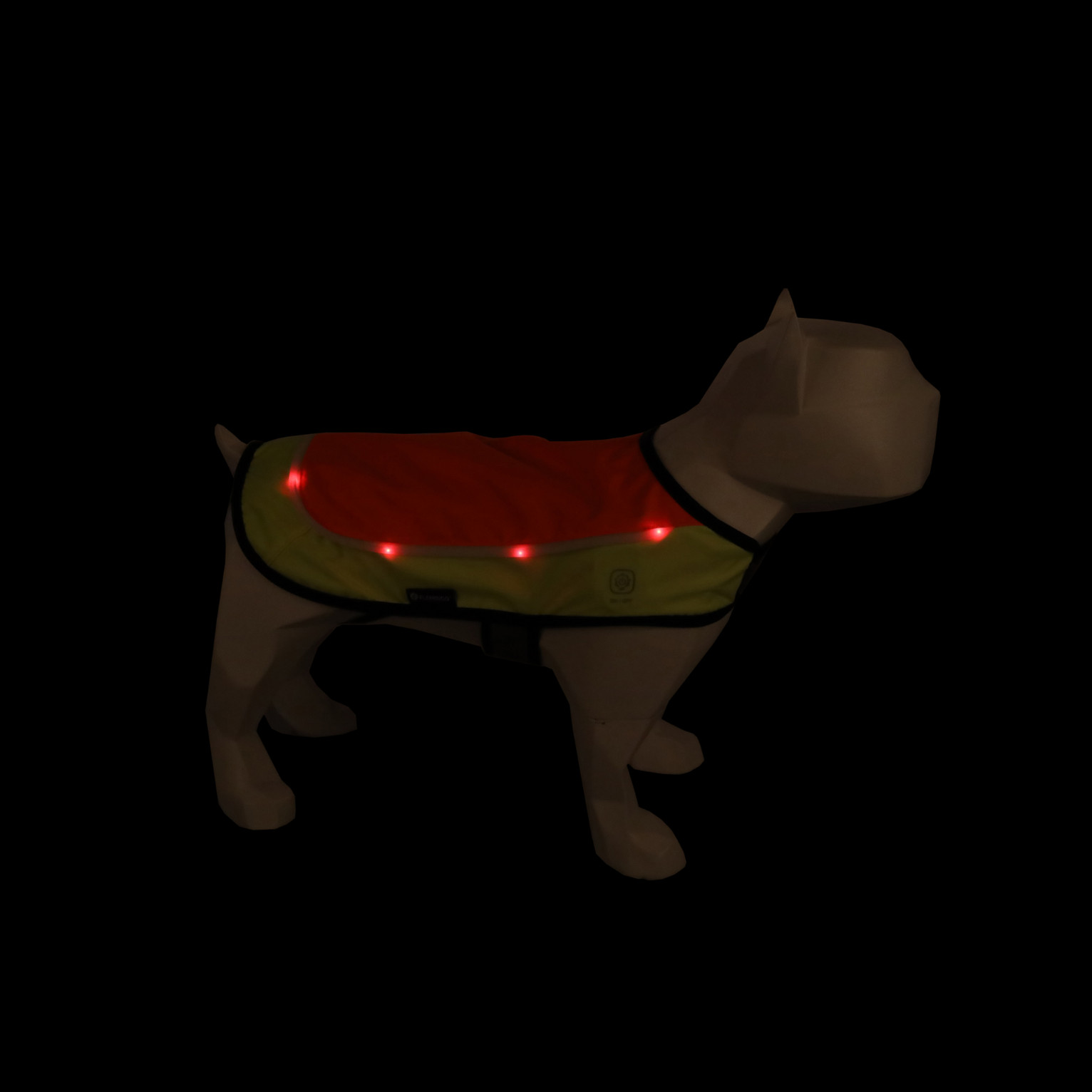 Veiligheidsvest Simi fluo oranje met led licht voor de hond