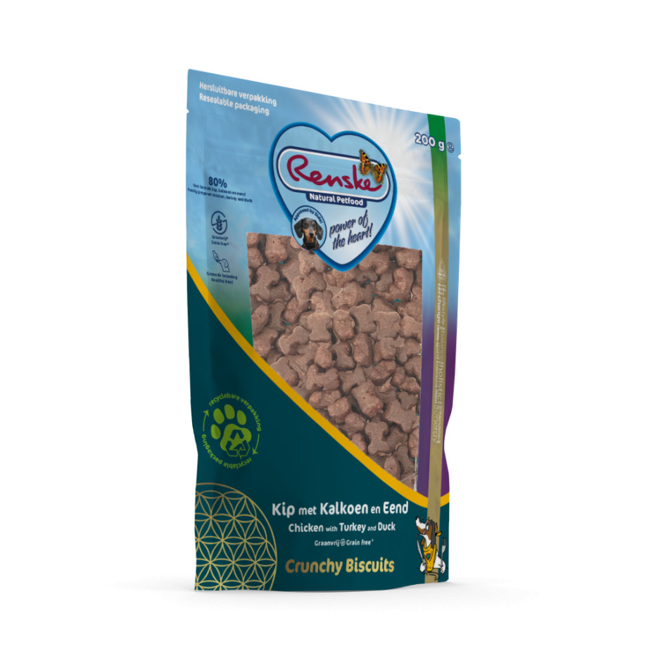 Renske Gezonde Beloning Crunchy kip met kalkoen en eend hondensnack