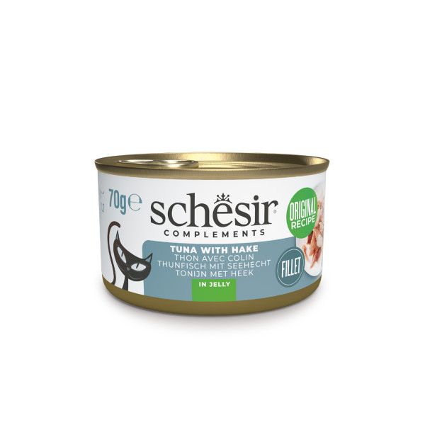 Schesir Schesir tonijn met heek (jelly) natvoer kat (blikjes) 1 tray (12 x 70 g)