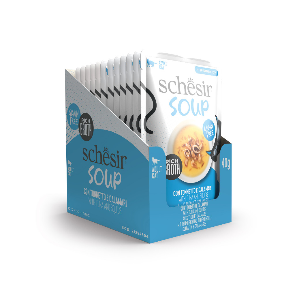 Schesir Cat Soup Wilde Tonijn & Inktvis
