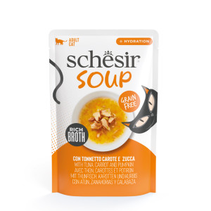 Schesir Cat Soup met tonijn, wortel en pompoen natvoer kat (zakjes) 4 dozen (48 x 40g)