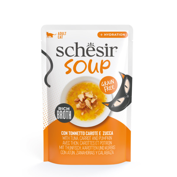 Schesir Schesir Cat Soup met tonijn, wortel en pompoen natvoer kat (zakjes) 4 dozen (48 x 40g)
