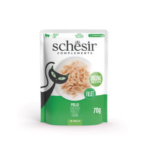 Schesir kip (jelly) natvoer kat (zakjes) 2 dozen (24 x 70 g)
