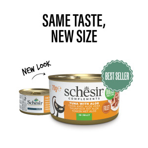 Afbeelding Schesir tonijn met aloë (jelly) natvoer kat (blikjes) 2 trays (24 x 70 g) door Brekz.nl