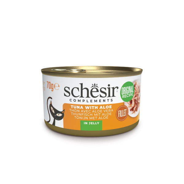 Schesir Schesir tonijn met aloë (jelly) natvoer kat (blikjes) 2 trays (24 x 70 g)