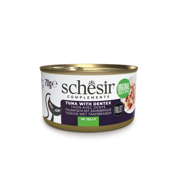 Schesir Schesir tonijn met tandbrasem (jelly) natvoer kat (blikjes) 1 tray (12 x 70 g)