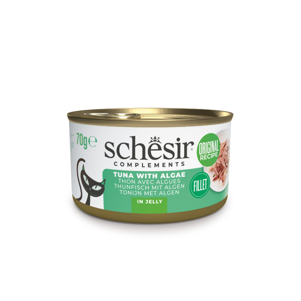 Schesir Schesir tonijn met zeewier (jelly) natvoer kat (blikjes) 4 trays (48 x 70 g)