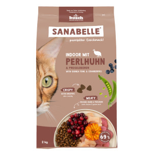Sanabelle Indoor met parelhoen en cranberries kattenvoer 8 kg afbeelding