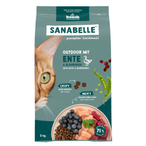 Sanabelle Outdoor met eend & bosbessen kattenvoer 2 x 2 kg