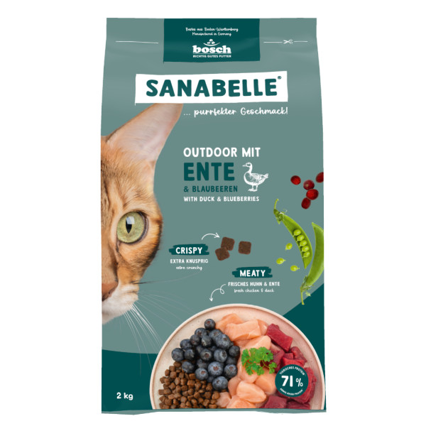 Sanabelle Sanabelle Outdoor met eend & bosbessen kattenvoer 8 kg