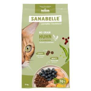 Sanabelle No Grain met kip en bosbessen graanvrij katttenvoer 2 x 2 kg afbeelding