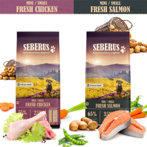 Afbeelding Seberus Mini/Small w/Fresh Salmon - natuurlijk graanvrij hondenvoer 3 kg door Brekz.nl