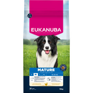 Afbeelding Eukanuba Mature Medium Breed kip hondenvoer 2 x 15 kg door Brekz.nl
