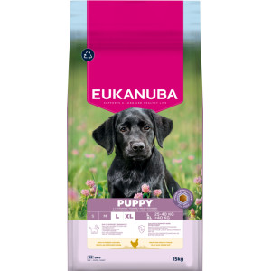 Afbeelding Eukanuba Growing Puppy Large Breed kip hondenvoer 15 + 3 kg door Brekz.nl