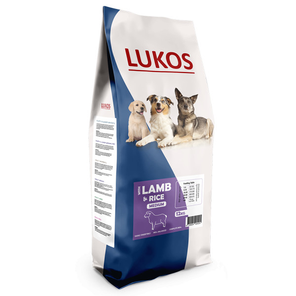 Lukos Lukos Adult Medium met lam & rijst - premium hondenvoer 2 x 12 kg