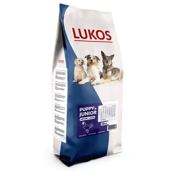 Lukos Lukos Puppy & Junior Medium/Large - premium hondenvoer 10 kg