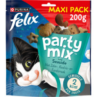 Felix Party Mix Seaside kattensnoep zalm-, koolvis- & forelsmaak maxipack 5 x 200 g