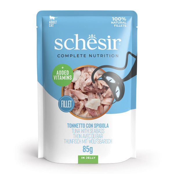 Schesir Schesir tonijn met zeebaars (jelly) natvoer kat (zakjes) 2 dozen (24 x 85 g)