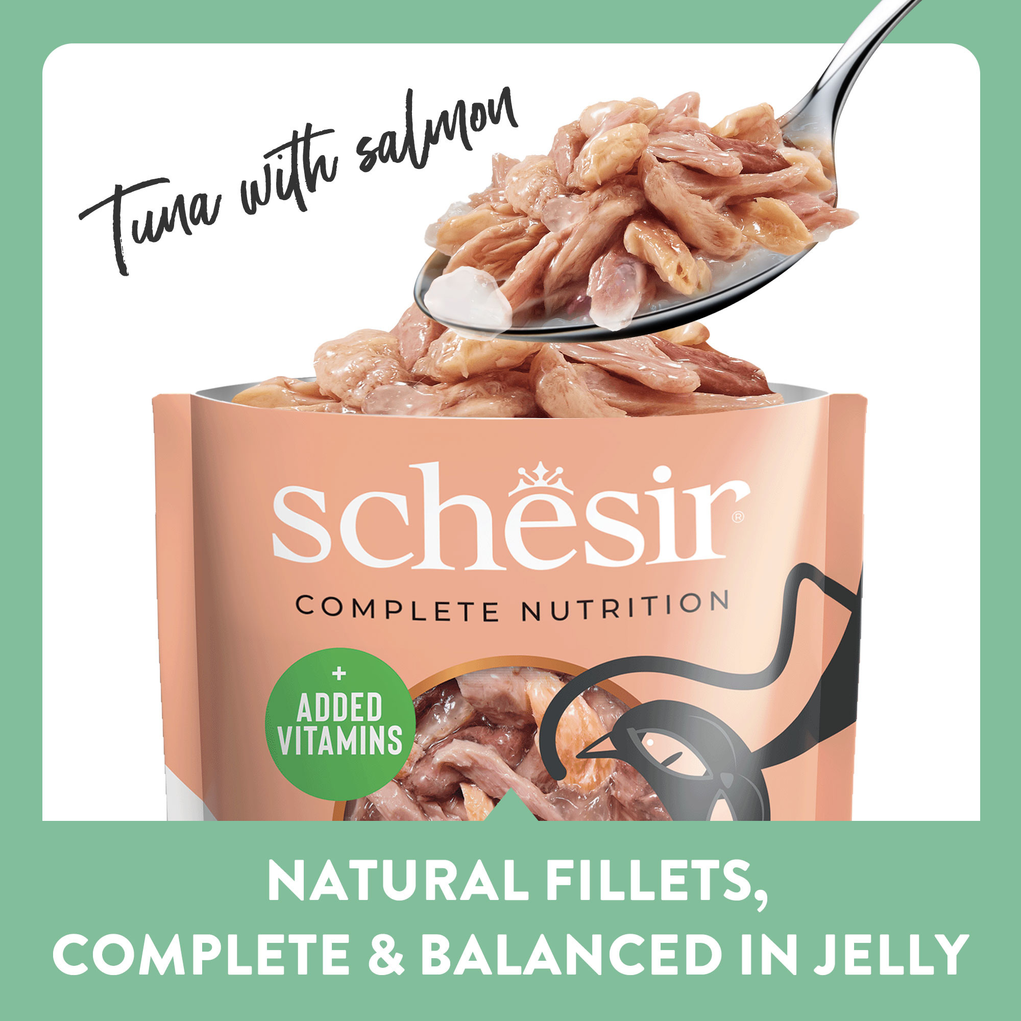 Schesir tonijn met zalm (jelly) natvoer kat (zakjes 85 g)