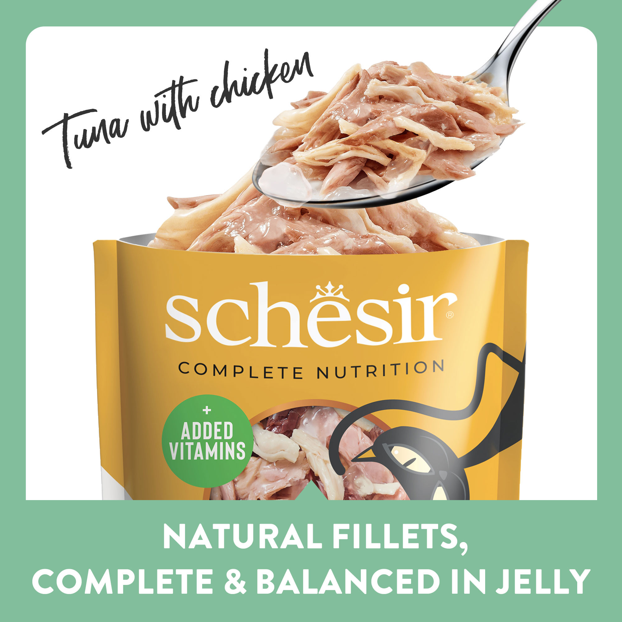 Schesir tonijn met kip (jelly) natvoer kat (zakjes 85 g)