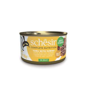 Schesir tonijn met surimi (jelly) natvoer kat (blikjes) 1 tray (12 x 85 g) afbeelding