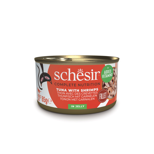 Schesir Schesir tonijn met garnalen (jelly) natvoer kat (blikjes) 2 trays (24 x 85 g)